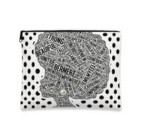 Empowerment Trousse de maquillage pour femme, pochette de voyage portable à pois blancs pour femme, petite trousse de toilette portable à fermeture éclair, trousse de toilette pour soins de la peau