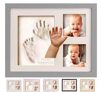 Empreint Bébé Cadeau Bebe Garcon Platre Bebe, Argile Blanche Non Toxique, Souvenir Personnalisé Pour Décoration Chambre Bébé,Cadeau Original Naissance-Cadeau Naissance Liste de Naissance (Cool Gray)