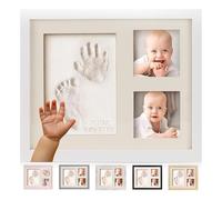 Empreint Bébé Cadeau Bebe Garcon Platre Bebe, Argile Blanche Non Toxique, Souvenir Personnalisé Pour Décoration Chambre Bébé,Cadeau Original Naissance-Cadeau Naissance Liste de Naissance (Fresh White)