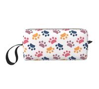 Empreinte Animale de modèle de Patte sur Un Blanc, Trousse de Maquillage Trousse à cosmétiques Trousse de Toilette de Voyage Portable Pochette de Maquillage