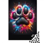 Empreinte Animale Éclaboussure de Couleurs Puzzle 1000 Pièces Papier Puzzle pour Adultes Puzzle en Famille Cadeau 52x38cm/1000pcs