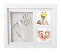 Empreinte Bébé - Newlemo Cadre pour Pieds et Mains - Kit Parfait pour Nouveau-Né à Souvenir la Naissance (3 Grilles, Blanc)