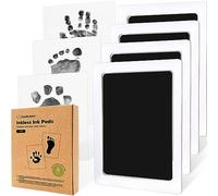Empreinte De Bébé Et Tampon Encreur Sans Encre - 4 Paquets De Propreté De Tampons Encreurs Pour Les Mains Et Les Pieds - Timbre-Patte - Kits De Carnets De Timbres Pour Nouveau-Nés (Jet Black, L)