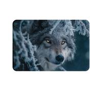 Empreinte De Neige du Loup Gris Tapis De Bain Lavable en Machine Tapis De Douche Absorbant Paillasson D'Entree pour Porte Cuisine Chambre 40X60Cm