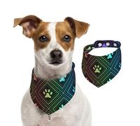 Empreinte de Patte de Chien Arc-en-Ciel,Bandanas pour Chien, écharpe en Coton, Bavoirs réglables pour Animaux de Compagnie,M