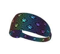 Empreinte de Patte de Chien Arc-en-Ciel,Bandeau de Sport Unisexe, Bandeau élastique Multi-usages pour Cheveux