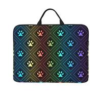 Empreinte de Patte de Chien Arc-en-Ciel,Housse pour Ordinateur Portable 14 Pouces, Sacoche pour Ordinateur Portable, Mallette avec poignée