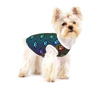 Empreinte de Patte de Chien Arc-en-Ciel,T-Shirt sans Manches en Coton pour Animaux de Compagnie, Gilet Respirant, Extensible et Doux,M