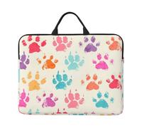 Empreinte de Patte de Chien colorée,Housse pour Ordinateur Portable 14 Pouces, Sacoche pour Ordinateur Portable, Mallette avec poignée