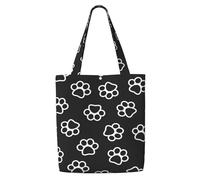 Empreinte de patte de chien, de chat ou de chiot，Sacs d'épicerie réutilisables, sacs fourre-tout de grande capacité, sac à bandoulière en toile
