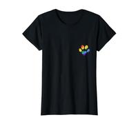 Empreinte de Patte de Chien LGBT - Drapeau Arc-en-Ciel - Empreinte de Patte de Chien - T-Shirt Graphique avec Valeur, Femme, Noir, XL
