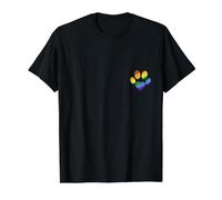 Empreinte de Patte de Chien LGBT - Drapeau Arc-en-Ciel - Empreinte de Patte de Chien - T-Shirt Graphique avec Valeur, Homme, Noir, S