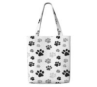 Empreinte de patte de chien，Sacs d'épicerie réutilisables, sacs fourre-tout de grande capacité, sac à bandoulière en toile