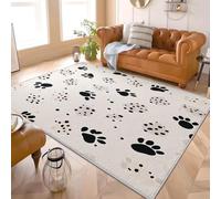 Empreinte de Patte de Chien Simple Tapis Antidérapant en Flanelle Doux à Poils Courts 60x90 cm Dessous en TPR, Lavable en Machine, Facile d’Entretien, Gris Tapis de Décoration Intérieure