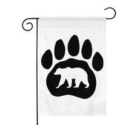 Empreinte de patte d'ours avec ours Drapeaux de jardin (12,5 x 18 pouces) - Bannière aux couleurs éclatantes pour décoration extérieure de jardin et de maison