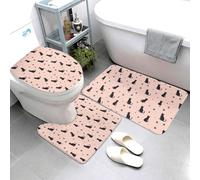 Empreinte De Patte Noire De Chat Lot De 3 Tapis Bain Décoratif Tapis De Toilette Absorbant Carpettes De Toilette pour Chambre À Coucher Douche Intérieur