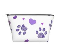Empreinte de Patte Violette avec Coeur, Trousse de Toilette Trousse de Maquillage Sac à cosmétiques Trousse de Toilette de Voyage Portable