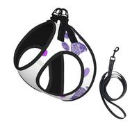 Empreinte de Patte Violette avec cœur,Harnais pour Animaux de Compagnie, Harnais réfléchissant réglable pour Chien,M