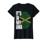 Empreinte Digitale du Drapeau jamaïcain It's in My DNA T-Shirt Graphique avec Valeur, Femme, Noir, M