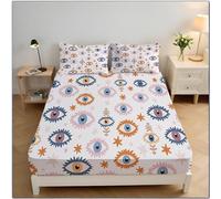 Empreinte Oculaire Abstraite Drap-Housse 135x190x30cm, Simplicité Moderne Parure De Lit en Microfibre Respirant Draps-Housse Poche Profonde 30 Cm avec élastique, Blanc