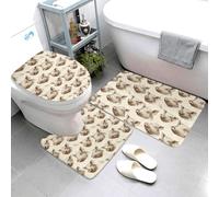 Empreinte Réaliste De Cochon Tapis De Bain 3 Pièces Antidérapant Tapis WC Lavable Carpettes De Toilette pour Chambre À Coucher Maison Intérieur