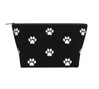 Empreintes de Chien Blanc sur Fond Noir, Trousse de Toilette Trousse de Maquillage Sac à cosmétiques Trousse de Toilette de Voyage Portable