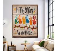 Empreintes De Mains Colorées Sur Bois Impression Sur Toile 50×70 cm Tableau Style De Lettre Affiche Art Mural Decoration Poster Aesthetic Pour Chambre Salon Je Suis Moderne Sans Cadre, Multicolore