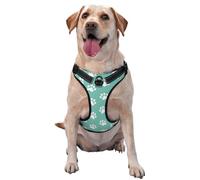 Empreintes de Pattes de Petit Chien sur Fond Bleu,Harnais pour Animaux de Compagnie, Harnais réfléchissant réglable pour Chien,M