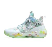 EmpressStride Baskets de Basket-Ball Montantes - Tige en Maille Respirante, Semelle ondulée Vert Fluo, Amorti léger for l'entraînement et Les Jeux(White,43 EU)