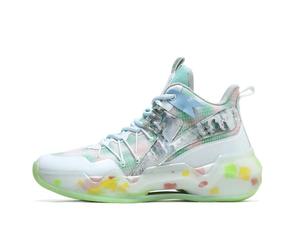 EmpressStride Baskets de Basket-Ball Montantes - Tige en Maille Respirante, Semelle ondulée Vert Fluo, Amorti léger for l'entraînement et Les Jeux(White,45 EU)