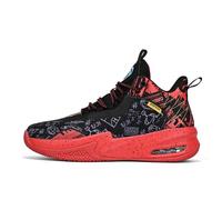 EmpressStride Chaussures de Basket-Ball élégantes à Motif Graffiti for Homme, Excellente adhérence, Amorti Confortable, Performances sur Le Terrain améliorées(Red,40 EU)