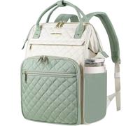 EMPSIGN Sac à dos pour ordinateur portable de 17 pouces pour femme, sac à dos pour travail, affaires, voyage, université, sac à dos matelassé imperméable et décontracté avec port USB, beige-vert clair