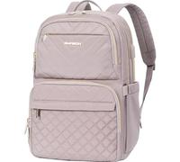 EMPSIGN Sac à dos pour ordinateur portable，sac à dos matelassé de voyage de 15,6 pouces, sac à dos d'ordinateur professionnel haute capacité de, Gris Rose Matelassé