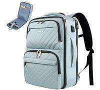 EMPSIGN Sac à dos pour ordinateur portable，sac à dos matelassé de voyage de 17 pouces, sac à dos d'ordinateur professionnel haute capacité de, bleu clair