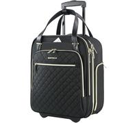 EMPSIGN Valise à roulettes de 40,6 cm, multifonctionnelle, bagage de voyage d'affaires, fermeture éclair dorée, noir et doré