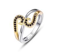 Empsoul Bague de mariage en argent sterling 925 avec topaze noire et oxyde de zirconium jaune hautement poli, taille 9