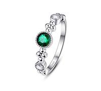 Empsoul Bague pour femme en argent sterling 925 5 x 5 mm avec émeraude et quartz taille 8