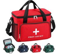 Empty First Aid Bag Emergency Medical Bag with Adjustable Strap (Red) | Multipurpose First Aid Kit Travel Pouch Multi Pockets for Home Car Office Outdoor