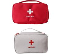 Empty First Aid Kit-Portable Medicine Storage Bag,2pcs Mini First Aid Kit,Mini Medical Bag,Portable First Aid Kits (Red+Grey)