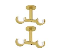 Empyr 2 Supports De Tringle À Rideaux Double - Fixation Plafond - Design Moderne - Métal Robuste - Diamètre 20 mm - Doré - Installer 2 Tringles à Rideaux Voilages