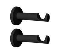Empyr 2 Supports De Tringle À Rideaux - Fixation Mural - Design Moderne - Métal Robuste - Diamètre 20 mm - Noir - Saillie 76 mm - Support pour Rideaux Occultants Voilages