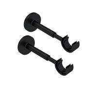 Empyr Kit 2 Supports Muraux pour Tringle à Rideaux Ø 28 mm - Saillie Extensible 110-160 mm - Fixation Murale Réglable Compatible Tringle Ø 28 mm - Acier/Aluminium - Finition Noir Mat