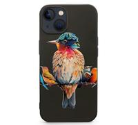 EMPYRI Colorful Bird 1 Coque de téléphone imprimée pour iPhone 13 Mini, ultra fine, résistante aux rayures et aux chocs, coque de téléphone en TPU noir, avec recharge sans fil, anti-jaunissement