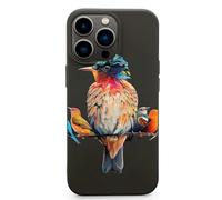 EMPYRI Colorful Bird 1 Coque de téléphone imprimée pour iPhone 13 Pro Max, ultra fine, résistante aux rayures et aux chocs, coque de téléphone en TPU noir, avec recharge sans fil, anti-jaunissement
