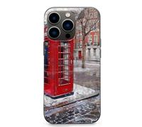 EMPYRI Coque de téléphone imprimée cabine téléphonique rouge Londres pour iPhone 13 Pro, ultra fine, résistante aux rayures et aux chocs, coque de téléphone en TPU noir, avec recharge sans fil