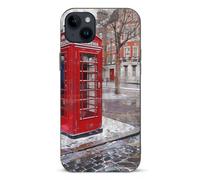 EMPYRI Coque de téléphone imprimée cabine téléphonique rouge Londres pour iPhone 14 Plus, ultra fine, résistante aux rayures et aux chocs, coque de téléphone en TPU noir, avec recharge sans fil