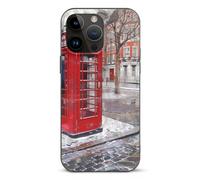 EMPYRI Coque de téléphone imprimée cabine téléphonique rouge Londres pour iPhone 14 Pro Max, ultra fine, résistante aux rayures et aux chocs, coque de téléphone en TPU noir, avec recharge sans fil