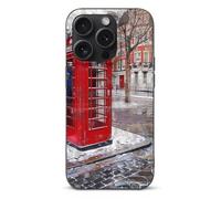 EMPYRI Coque de téléphone imprimée cabine téléphonique rouge Londres pour iPhone 15 Pro, ultra fine, résistante aux rayures et aux chocs, coque de téléphone en TPU noir, avec recharge sans fil