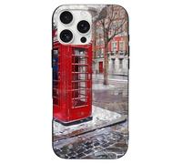 EMPYRI Coque de téléphone imprimée cabine téléphonique rouge Londres pour iPhone 16 Pro Max, ultra fine, résistante aux rayures et aux chocs, coque de téléphone en TPU noir, avec recharge sans fil
