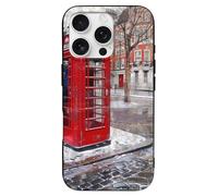 EMPYRI Coque de téléphone imprimée cabine téléphonique rouge Londres pour iPhone 16 Pro, ultra fine, résistante aux rayures et aux chocs, coque de téléphone en TPU noir, avec recharge sans fil
